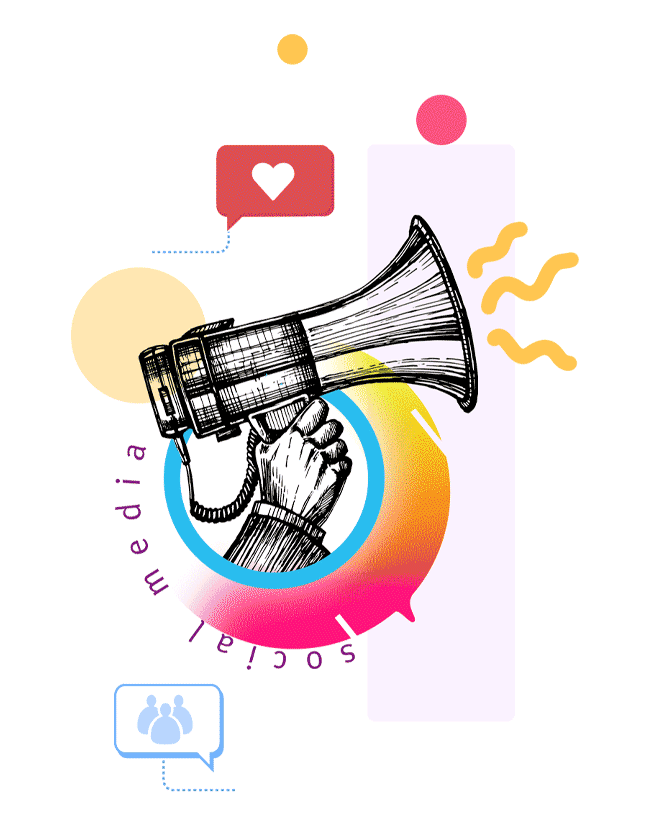 Illustration of social media marketing in vector format. Vector illustration representing social media marketing strategies by Boch & Fernsh, an innovative advertising agency